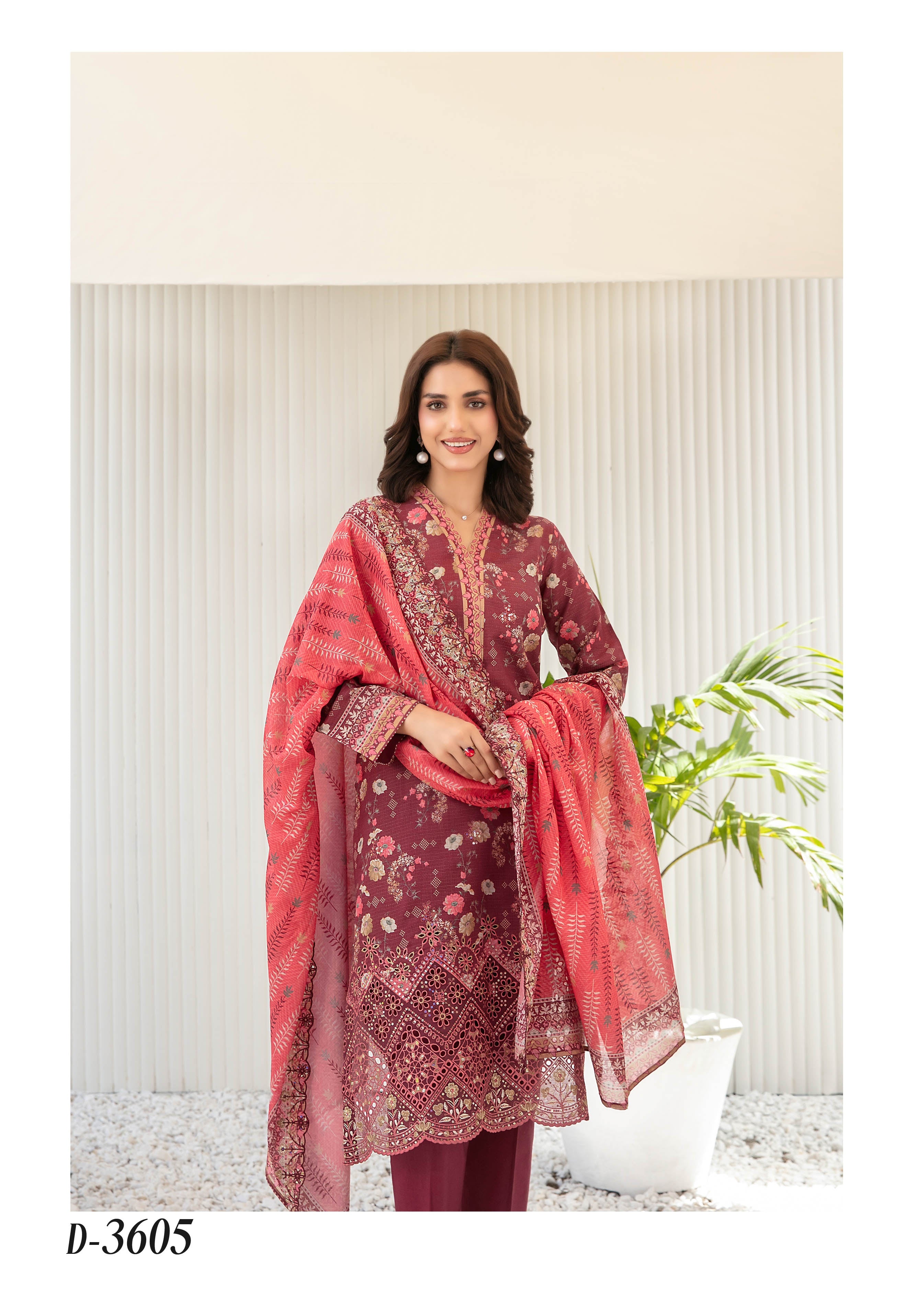 Silfira D-3605 Maroon Dress image 2