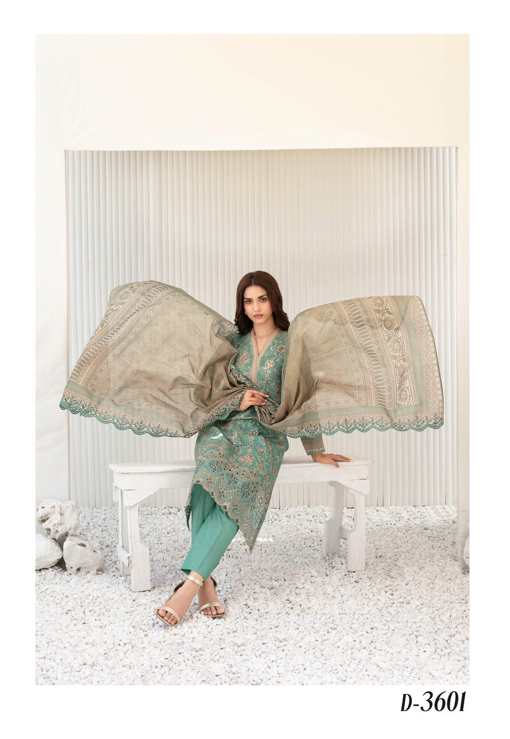 Silfira D-3601 Cutwork Embroidered Unstitched Lawn Suit - Silfira unstitched lawn suit image 3