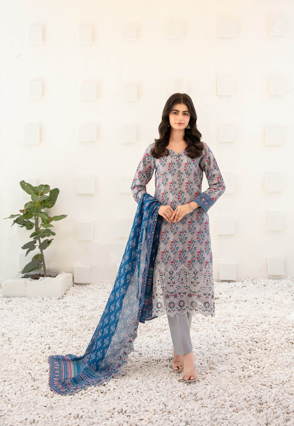 Silfira D-3603 Cutwork Embroidered Unstitched Lawn Suit - Silfira unstitched lawn suit image 3