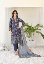 Silfira D-3608 Cutwork Embroidered Unstitched Lawn Suit - Silfira unstitched lawn suit image 1