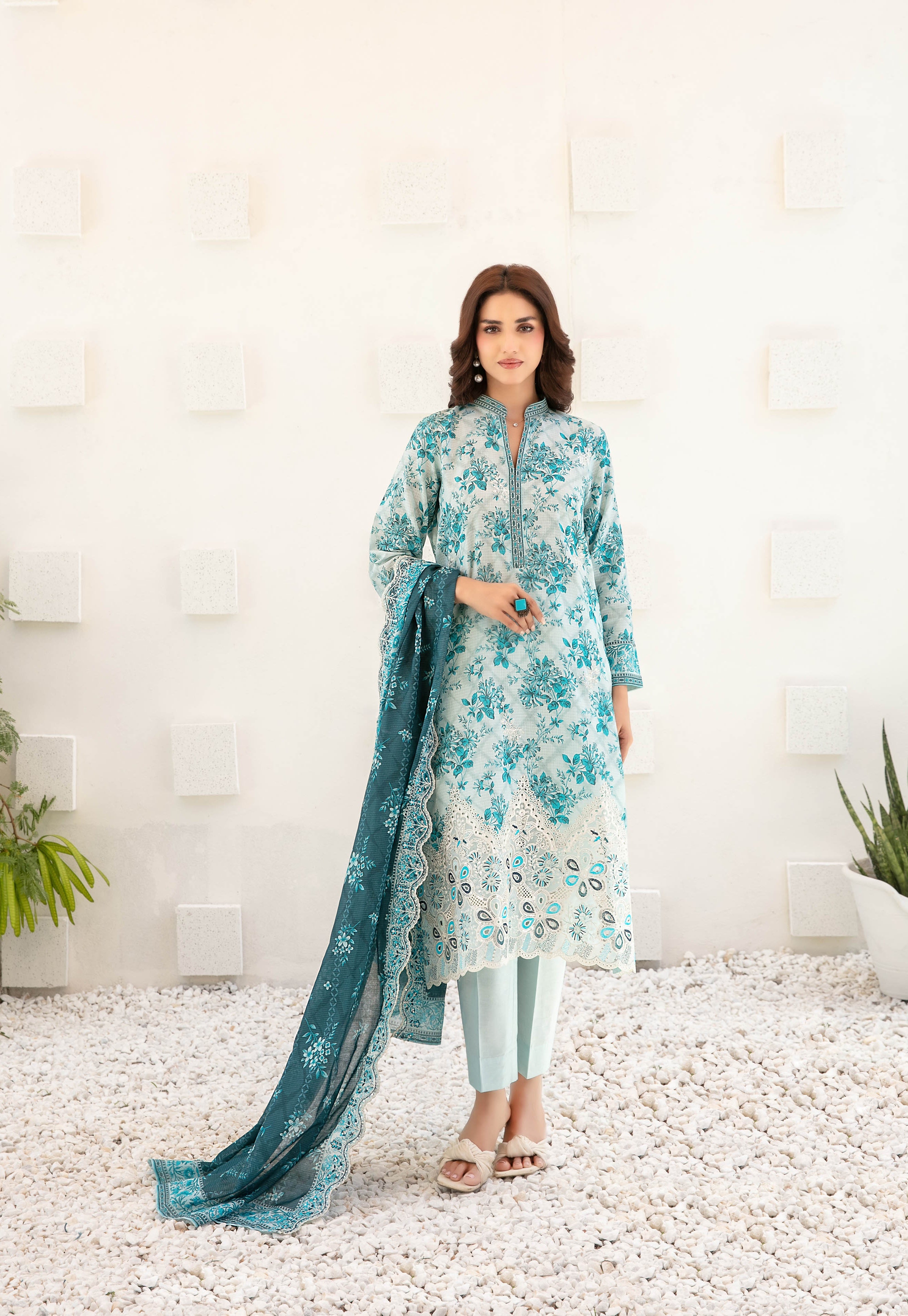 Silfira D-3600 Cutwork Embroidered Unstitched Lawn Suit - Silfira unstitched lawn suit image 3