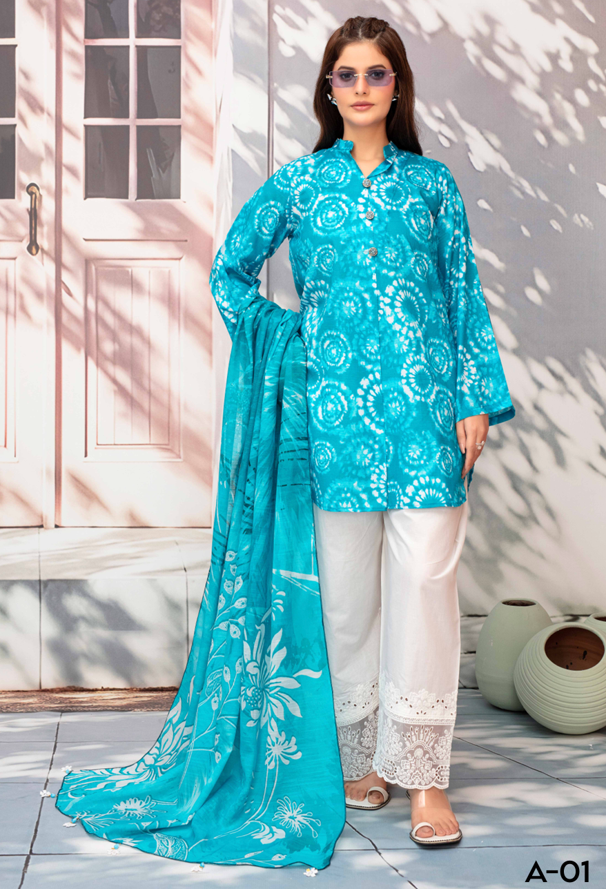 Gull-E-Rukh Milky Book 650 Design 01 Unstitched Lawn Suit - Gull-E-Rukh unstitched lawn suit image 1