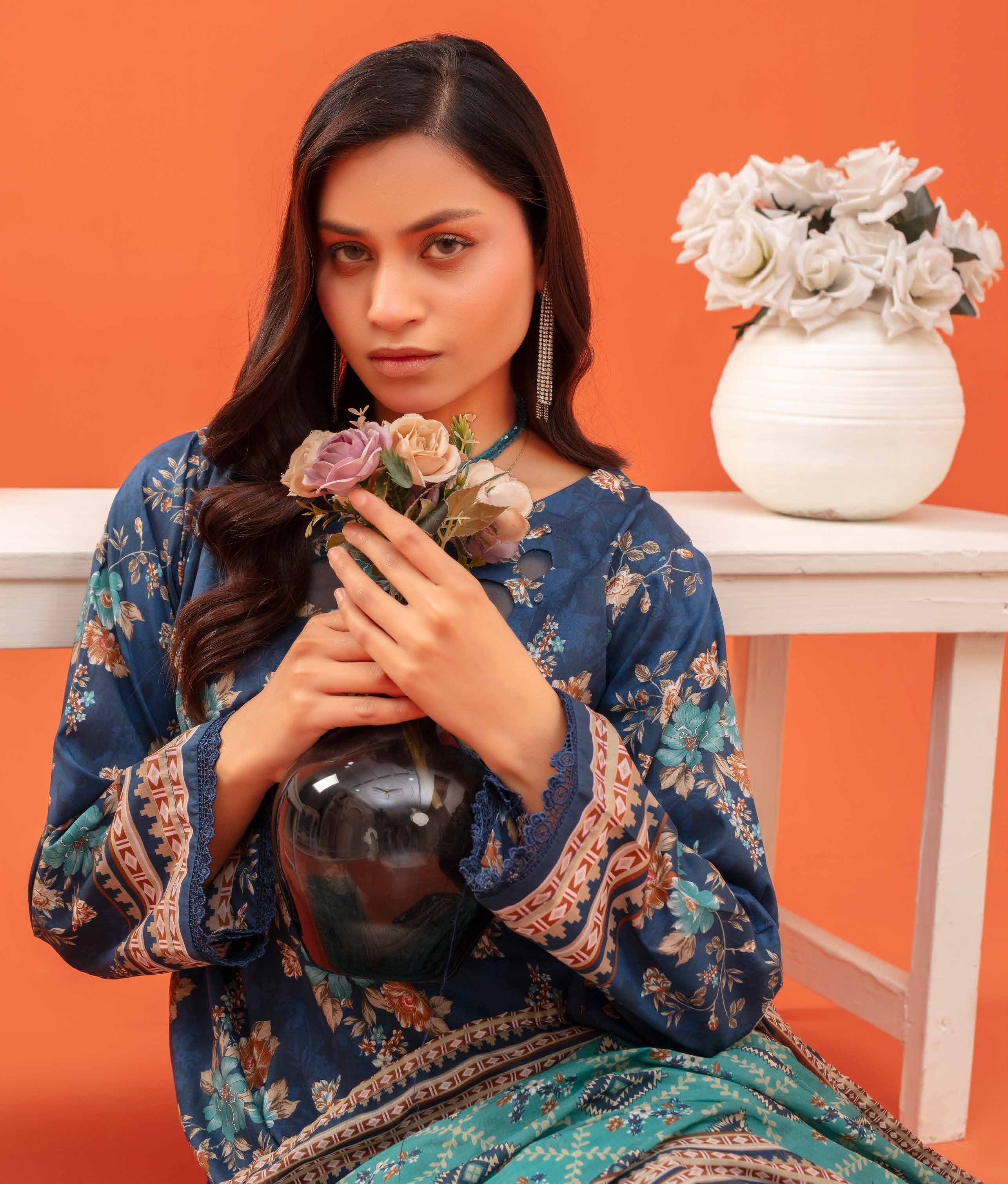 Gull-E-Rukh Trace VOL-642 Design 01 Unstitched Lawn Suit - Gull-E-Rukh unstitched lawn suit image 1