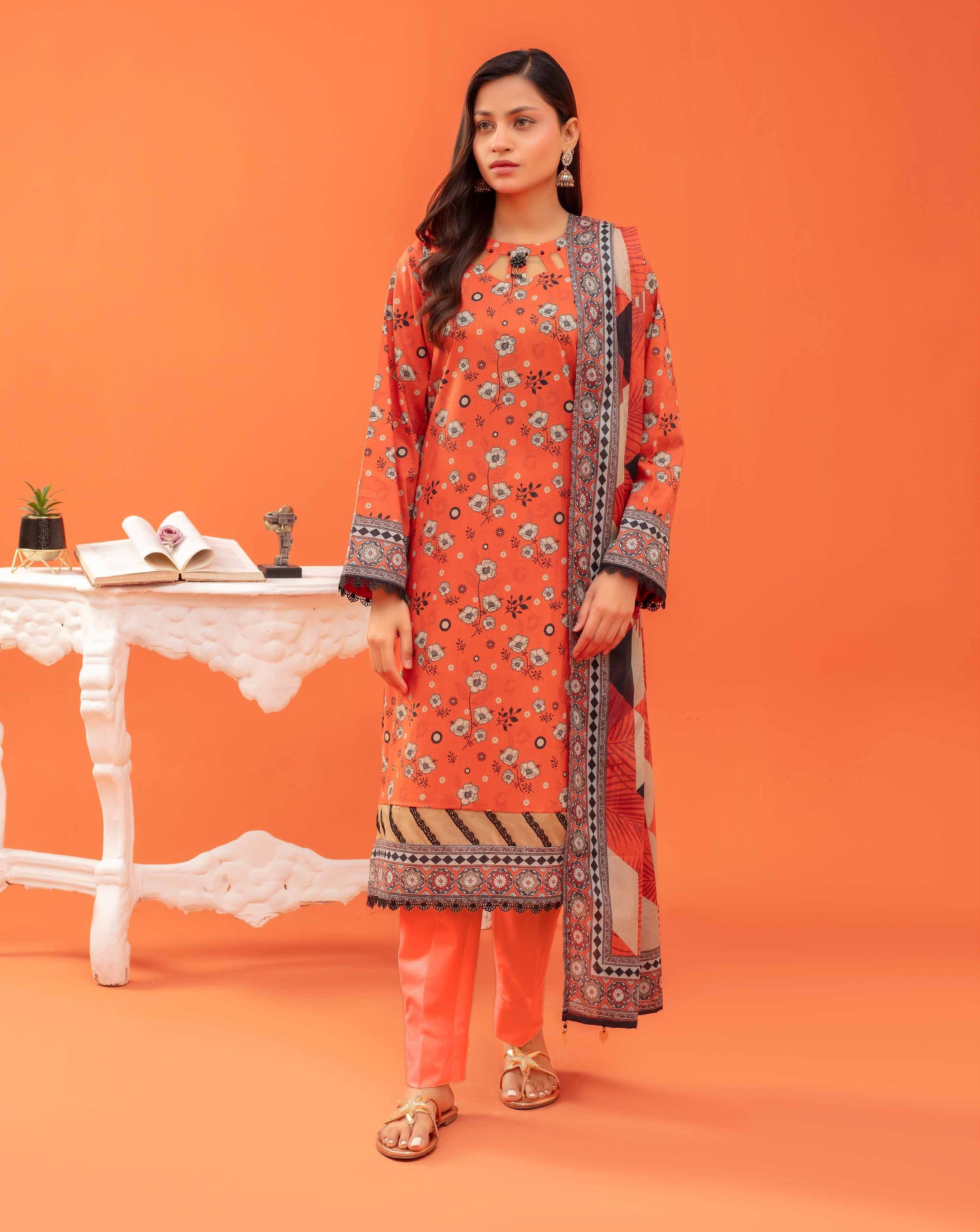 Gull-E-Rukh Trace VOL-642 Design 02 Unstitched Lawn Suit - Gull-E-Rukh unstitched lawn suit image 4