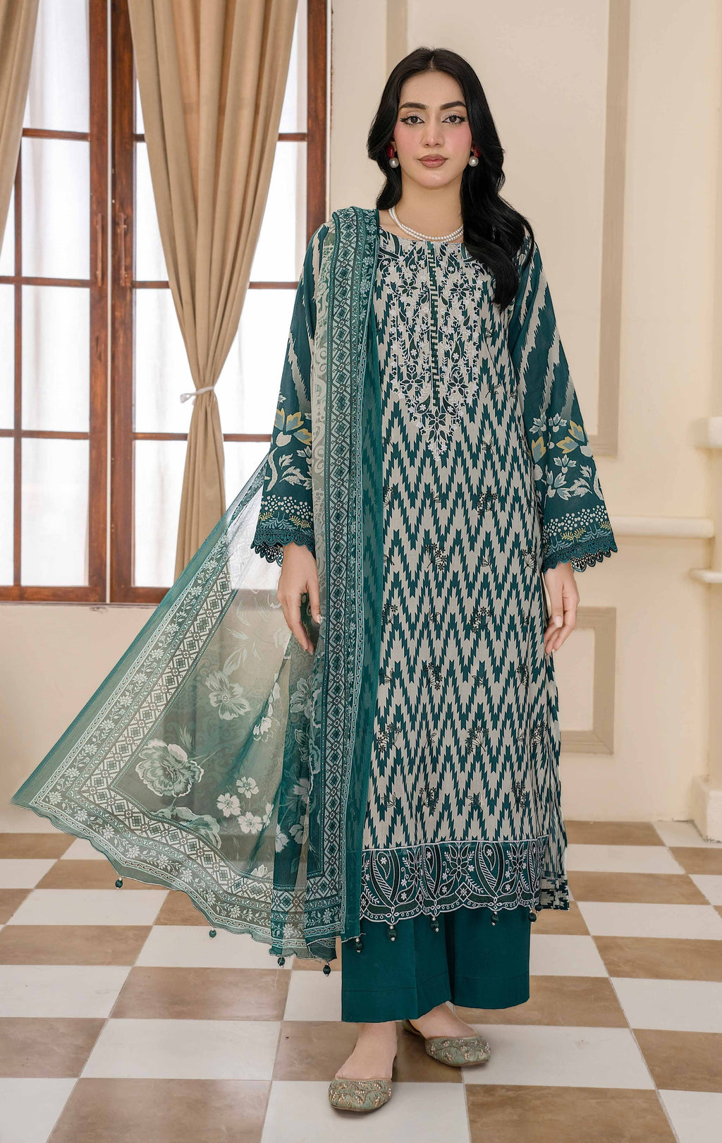 Bin Iqbal V-611 Design 02 Unstitched Lawn Suit - Bin Iqbal unstitched lawn suit image 1