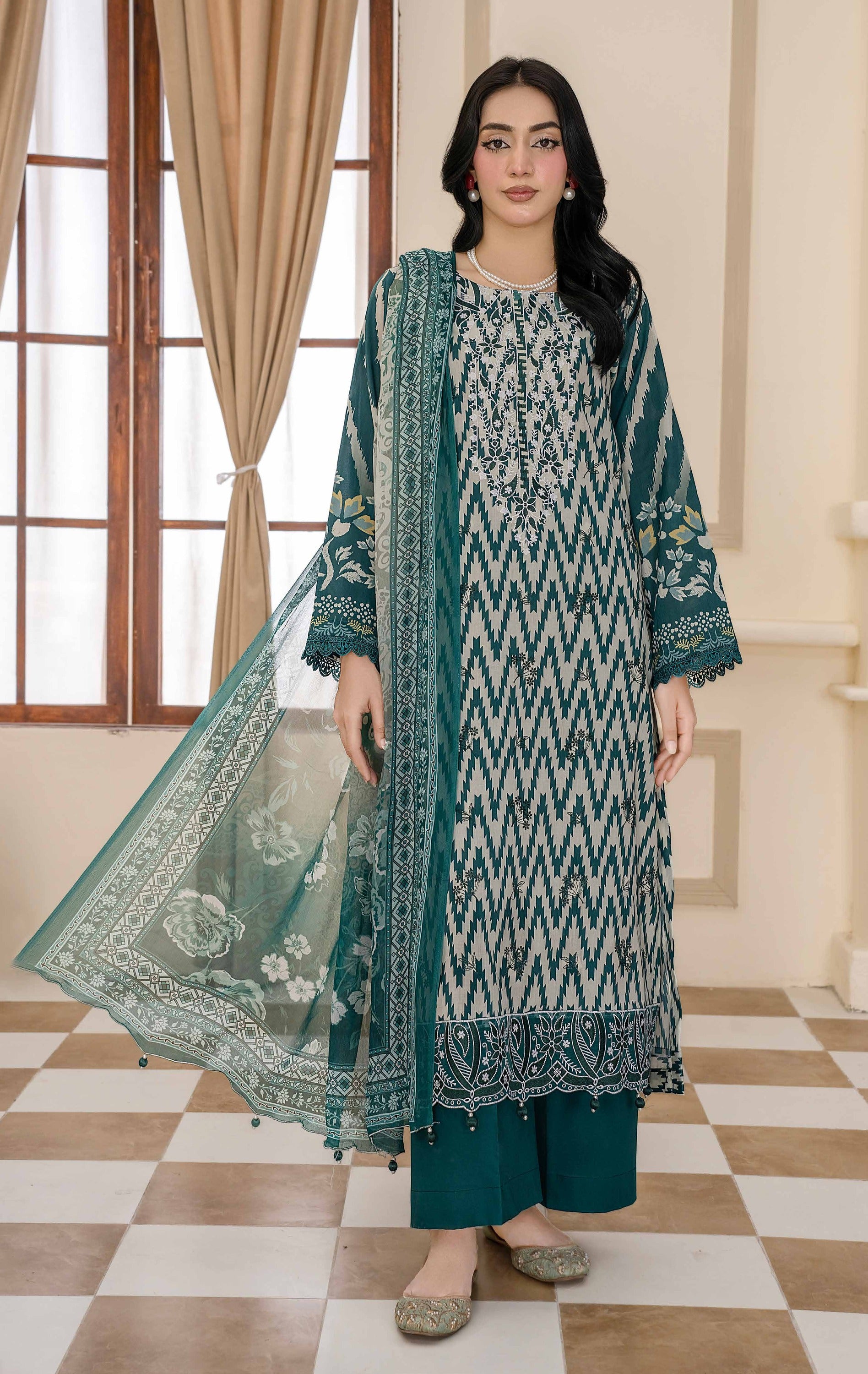 Bin Iqbal V-611 Design 02 Unstitched Lawn Suit - Bin Iqbal unstitched lawn suit image 1