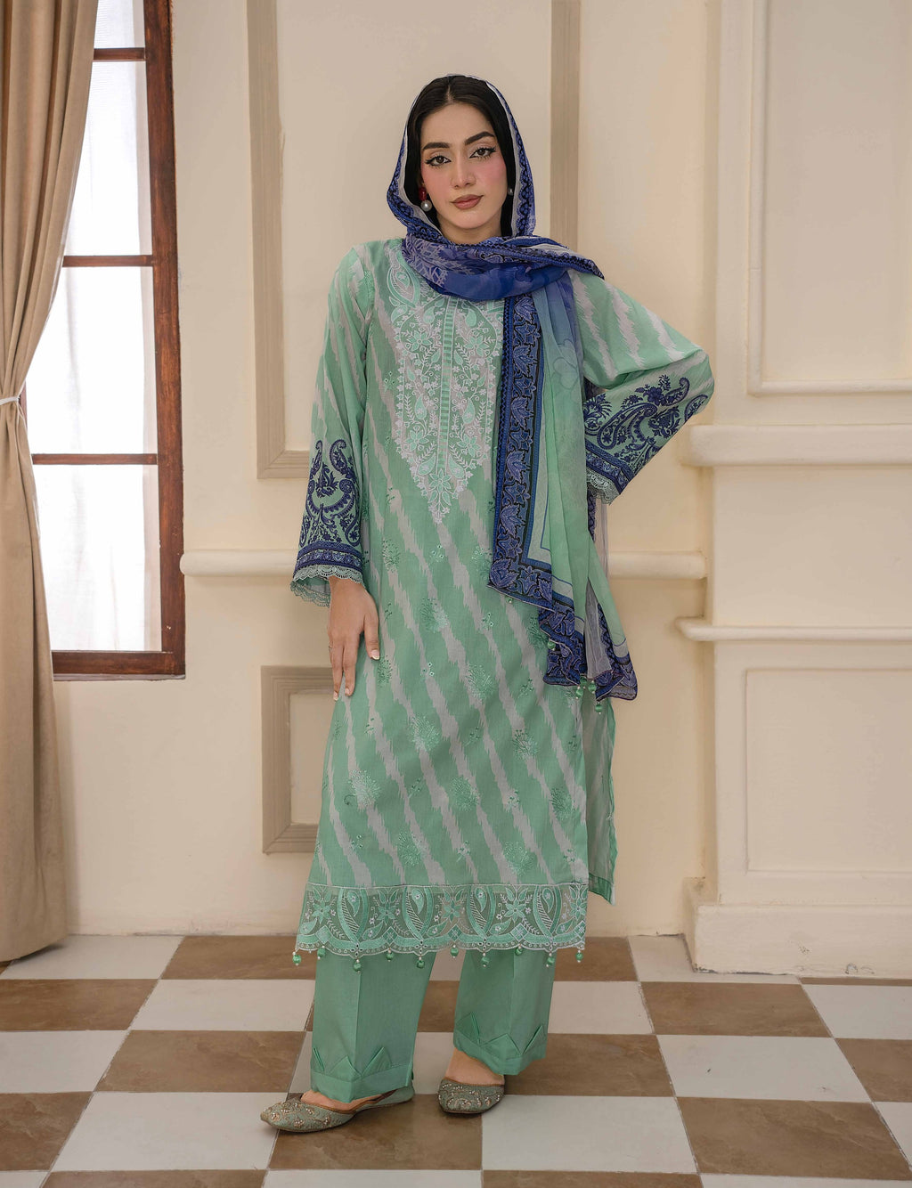 Bin Iqbal V-611 Design 02 Unstitched Lawn Suit - Bin Iqbal unstitched lawn suit image 12