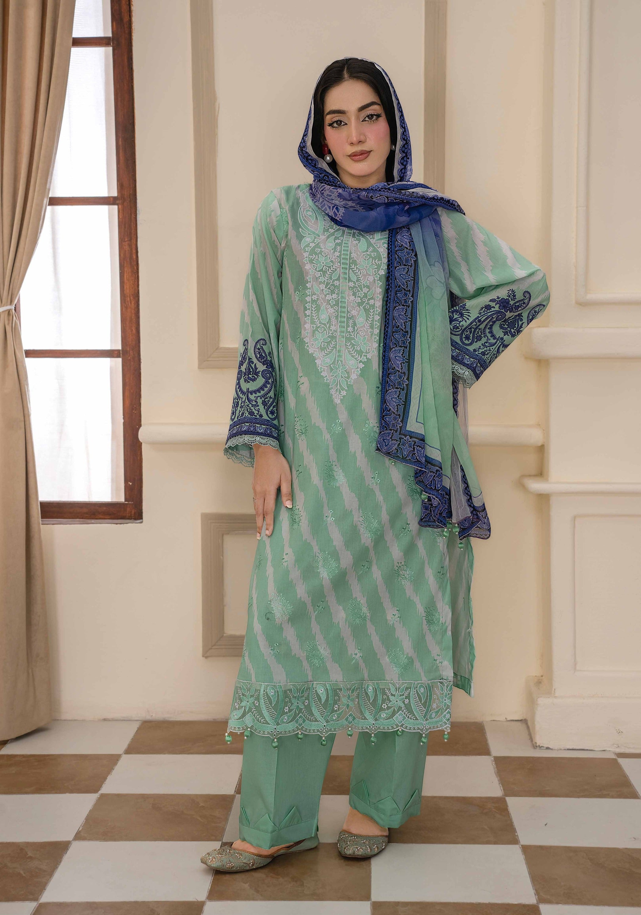 Bin Iqbal V-611 Design 02 Unstitched Lawn Suit - Bin Iqbal unstitched lawn suit image 14