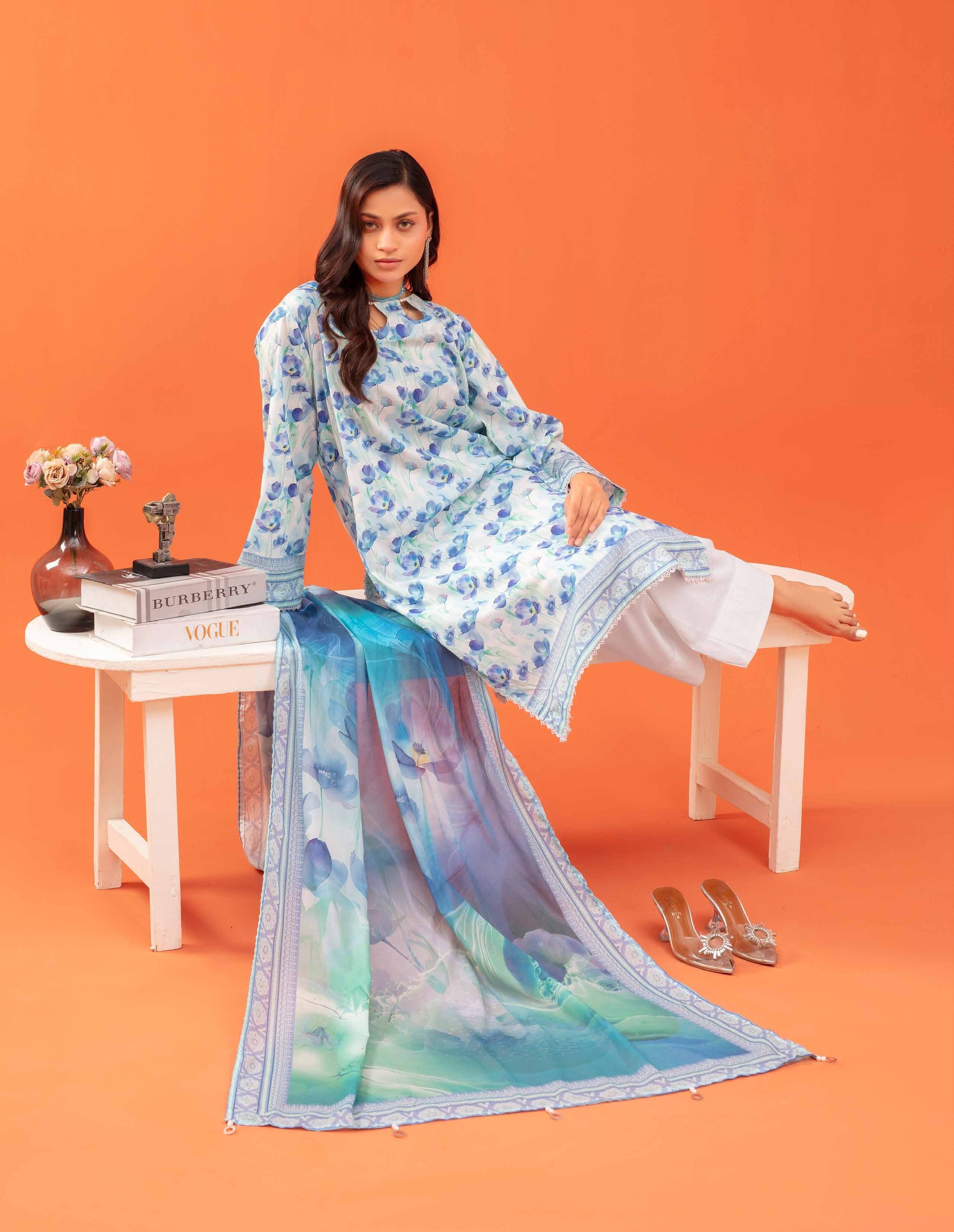 Gull-E-Rukh Trace VOL-642 Design 03 Unstitched Lawn Suit - Gull-E-Rukh unstitched lawn suit image 3