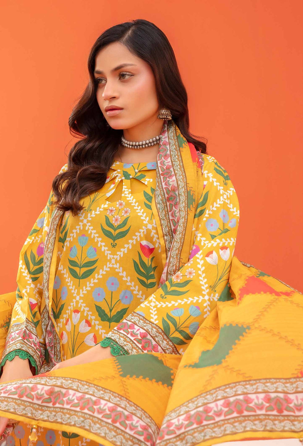 Gull-E-Rukh Trace VOL-642 Design 04 Unstitched Lawn Suit - Gull-E-Rukh unstitched lawn suit image 3