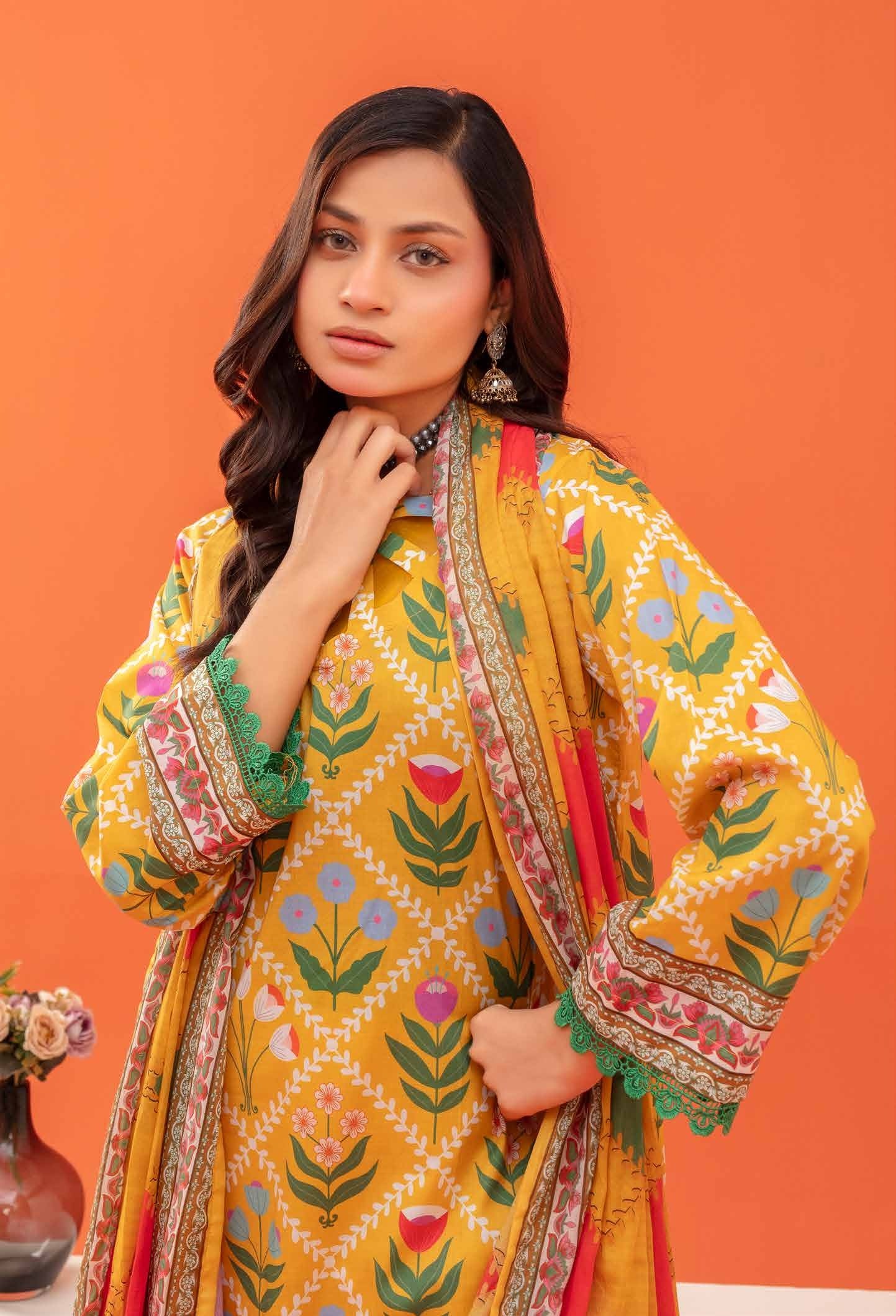 Gull-E-Rukh Trace VOL-642 Design 04 Unstitched Lawn Suit - Gull-E-Rukh unstitched lawn suit image 4