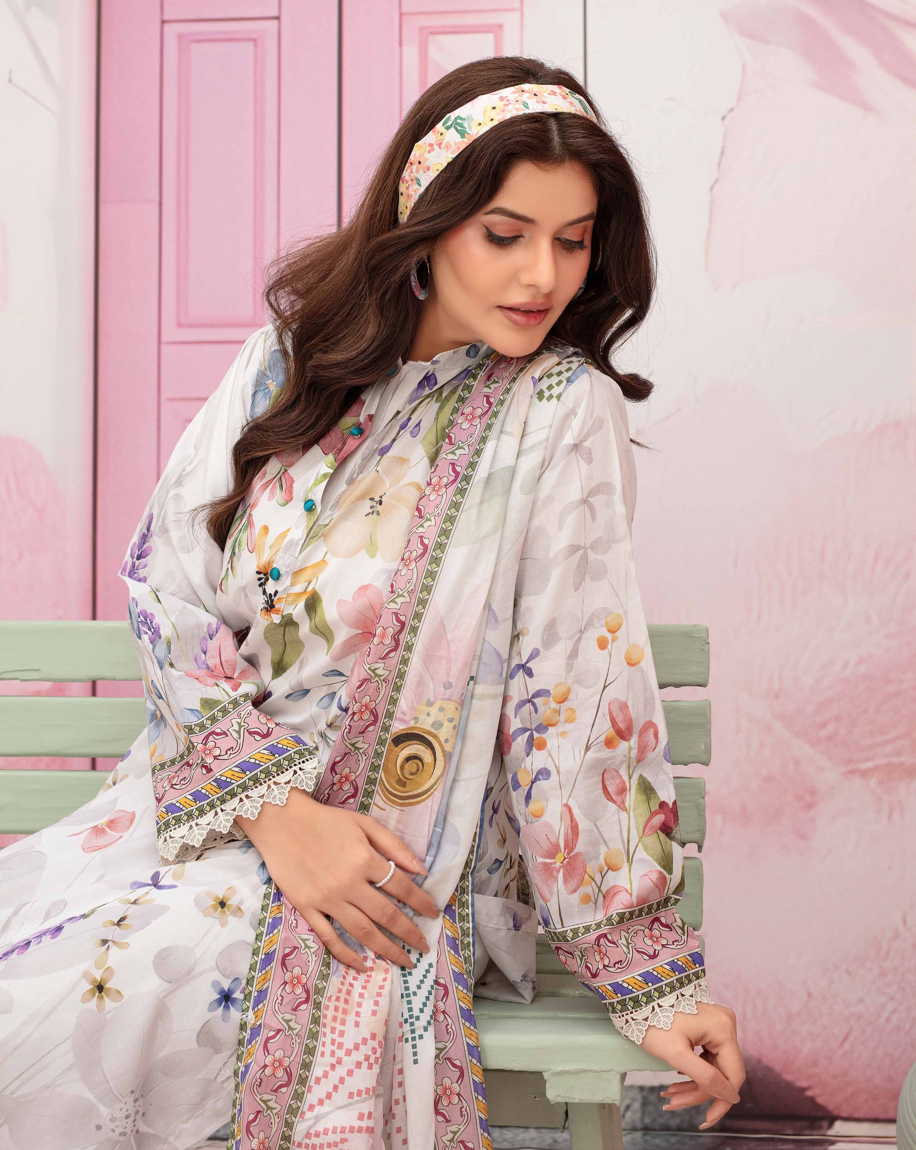 Gull-E-Rukh Florance VOL-646 Design 05 Unstitched Lawn Suit - Gull-E-Rukh unstitched lawn suit image 3