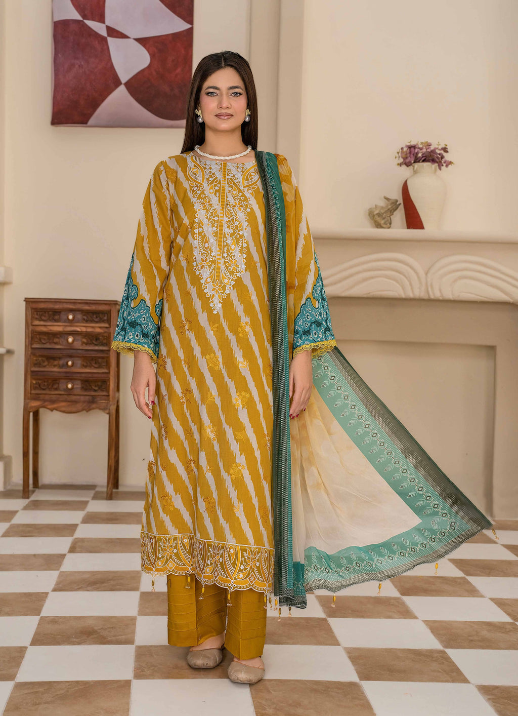 Bin Iqbal V-611 Design 06 Unstitched Lawn Suit - Bin Iqbal unstitched lawn suit image 2