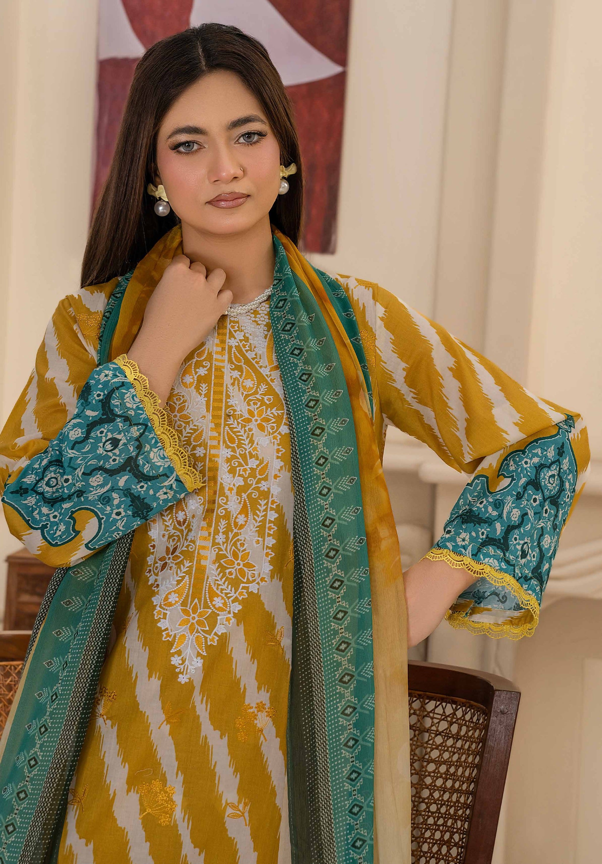 Bin Iqbal V-611 Design 06 Unstitched Lawn Suit - Bin Iqbal unstitched lawn suit image 3