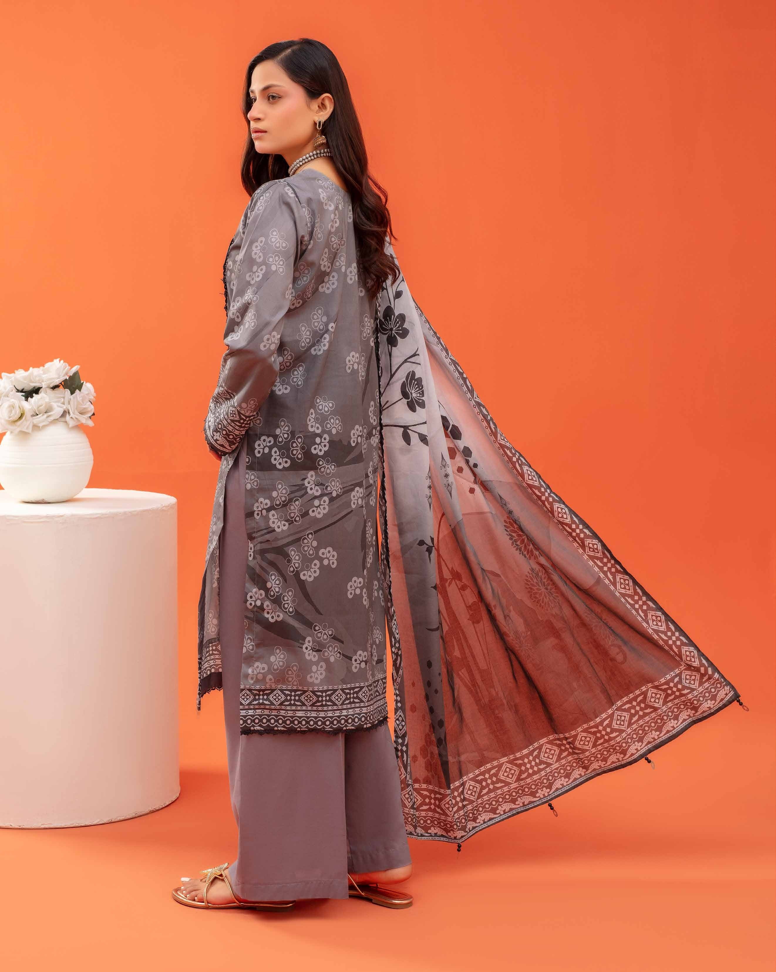 Gull-E-Rukh Trace VOL-642 Design 07 Unstitched Lawn Suit - Gull-E-Rukh unstitched lawn suit image 1