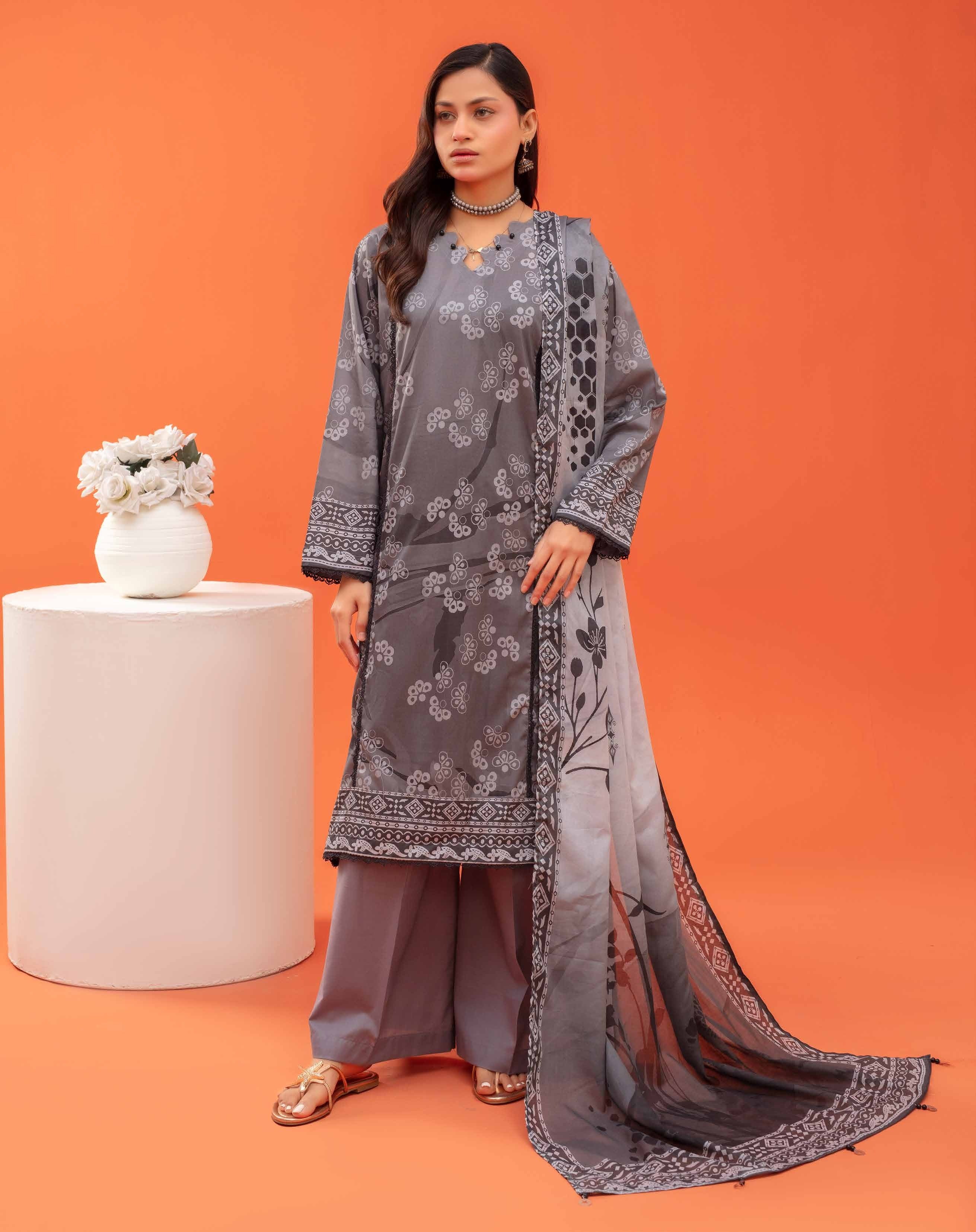 Gull-E-Rukh Trace VOL-642 Design 07 Unstitched Lawn Suit - Gull-E-Rukh unstitched lawn suit image 2