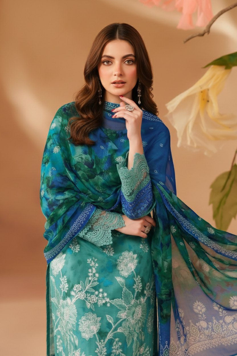 Sobia Waseem BELLA 0.5 VOL-2688 Design 08 Unstitched Lawn Suit - Sobia Waseem unstitched lawn suit image 1