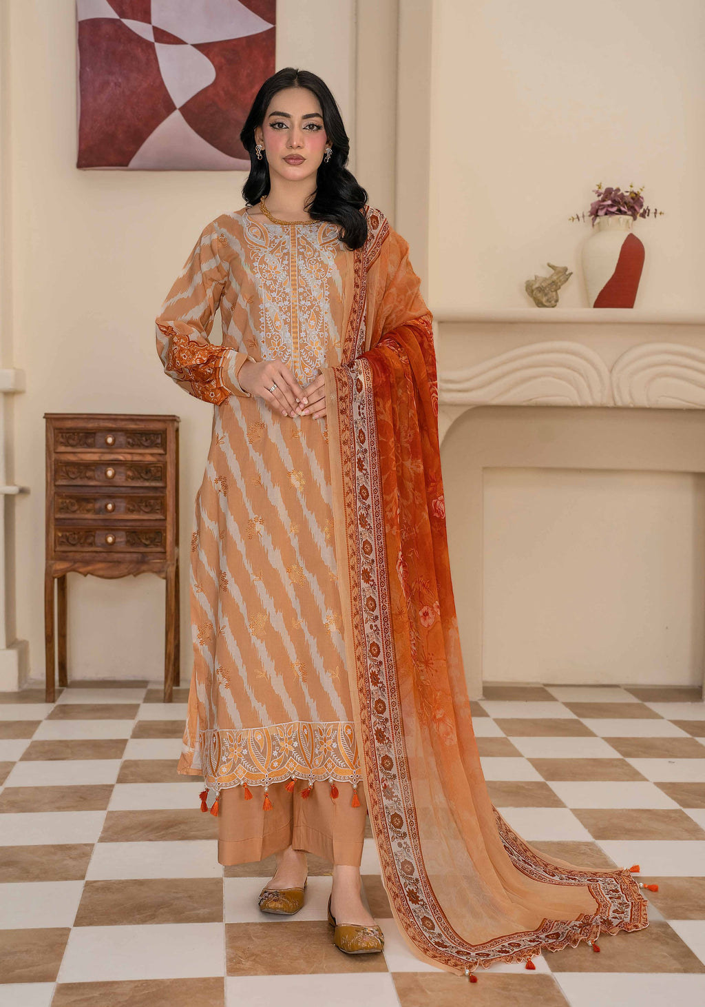 Bin Iqbal V-611 Design 08 Unstitched Lawn Suit - Bin Iqbal unstitched lawn suit image 1