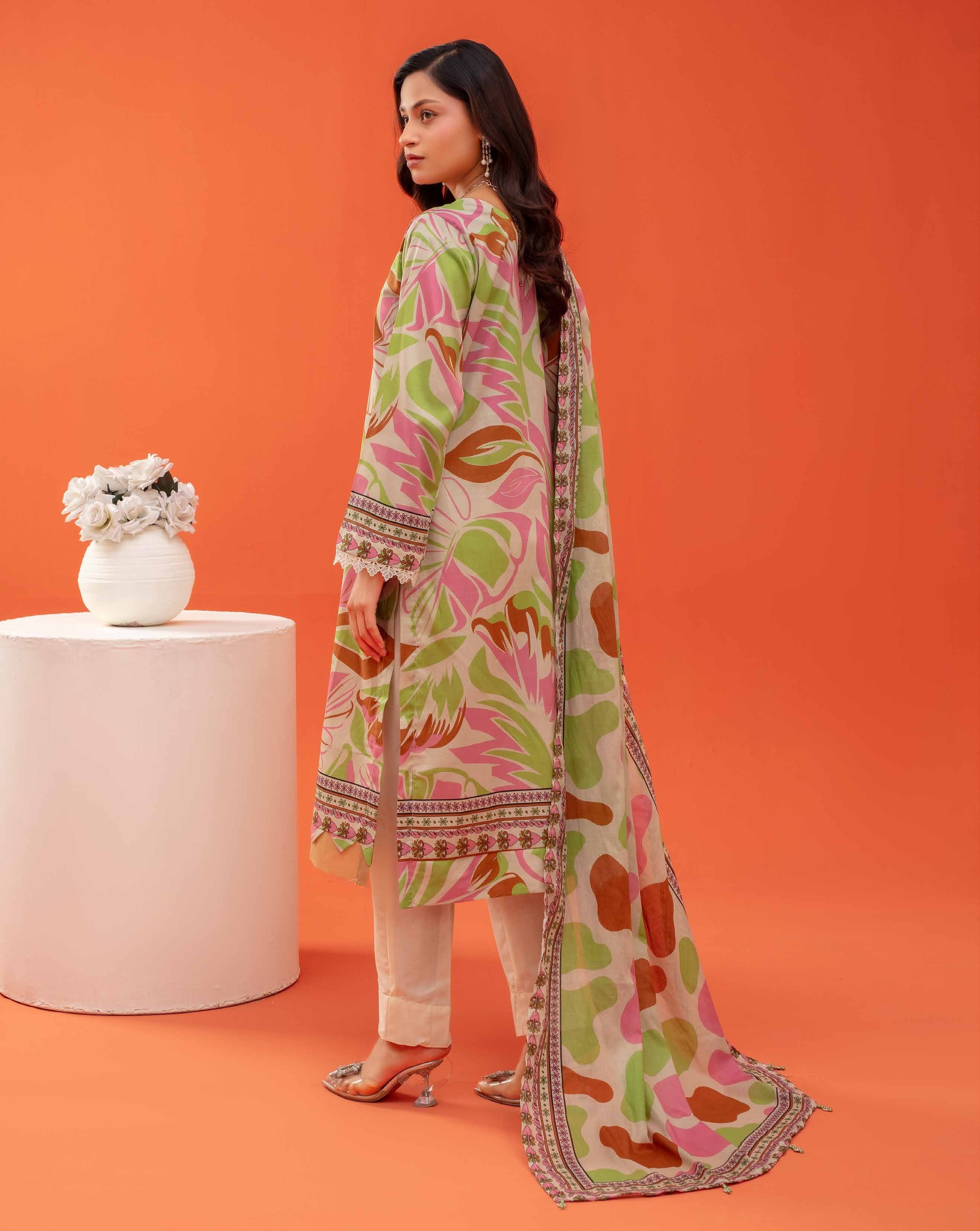 Gull-E-Rukh Trace VOL-642 Design 08 Unstitched Lawn Suit - Gull-E-Rukh unstitched lawn suit image 3