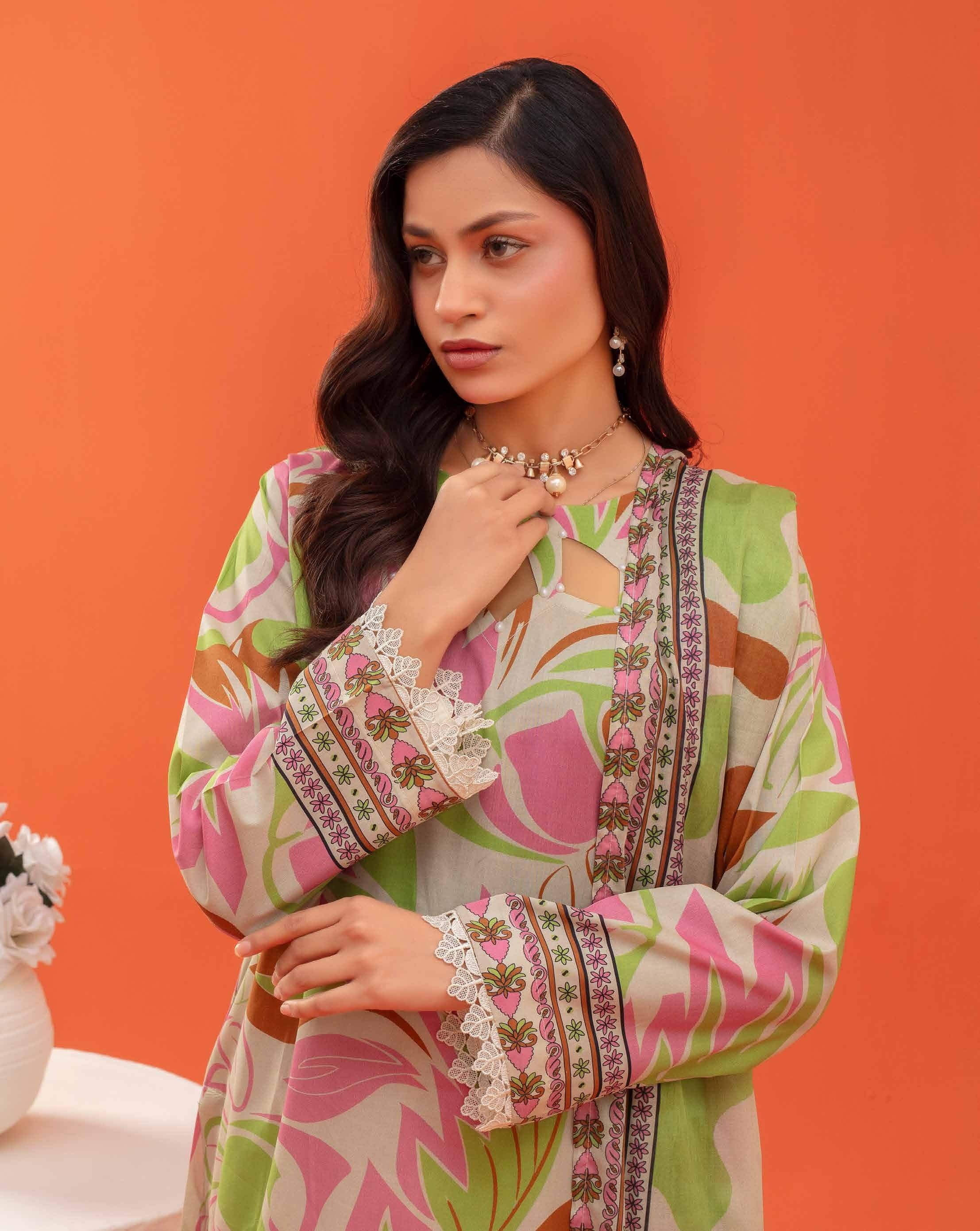 Gull-E-Rukh Trace VOL-642 Design 08 Unstitched Lawn Suit - Gull-E-Rukh unstitched lawn suit image 4