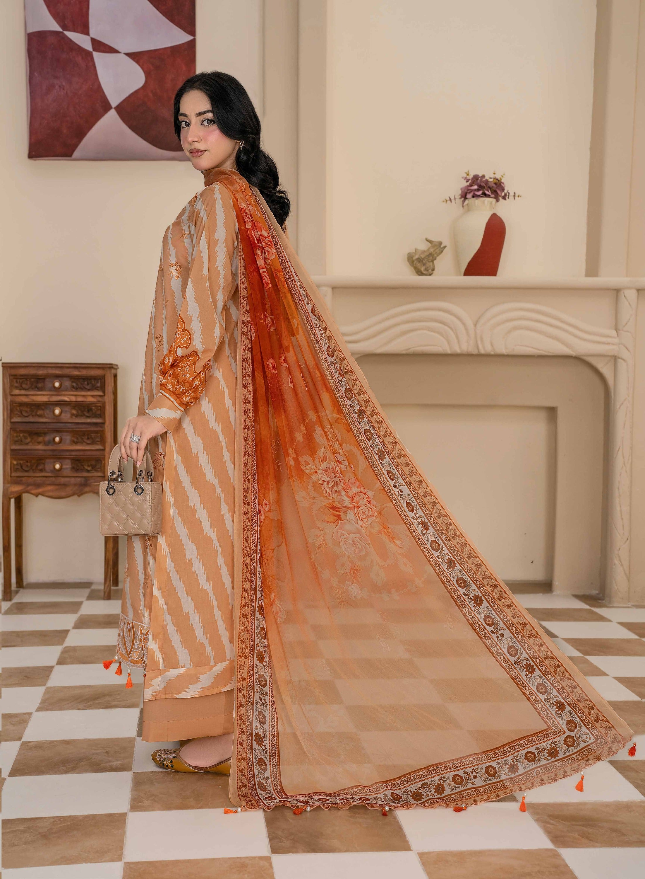 Bin Iqbal V-611 Design 08 Unstitched Lawn Suit - Bin Iqbal unstitched lawn suit image 3