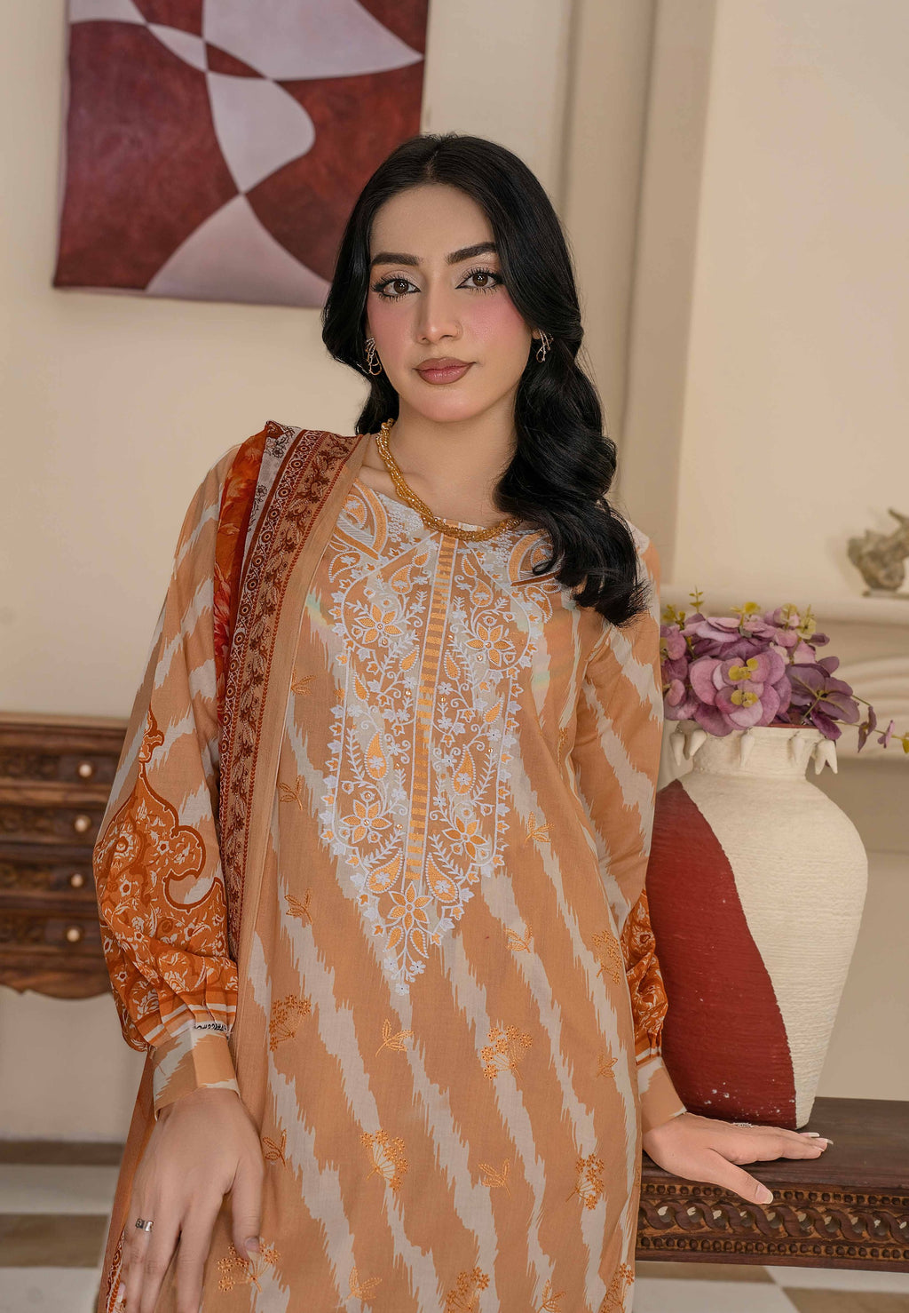 Bin Iqbal V-611 Design 08 Unstitched Lawn Suit - Bin Iqbal unstitched lawn suit image 4
