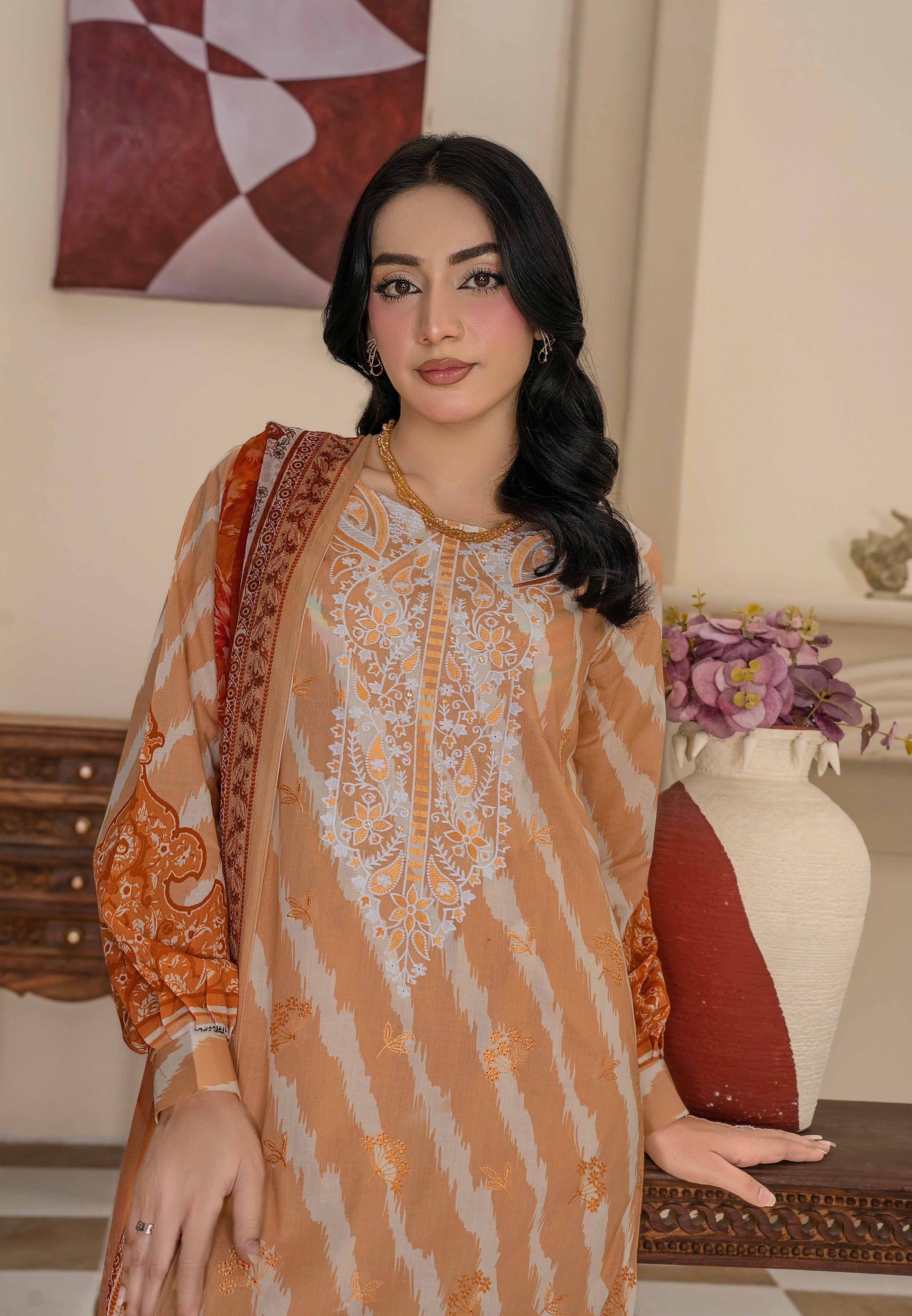 Bin Iqbal V-611 Design 08 Unstitched Lawn Suit - Bin Iqbal unstitched lawn suit image 4